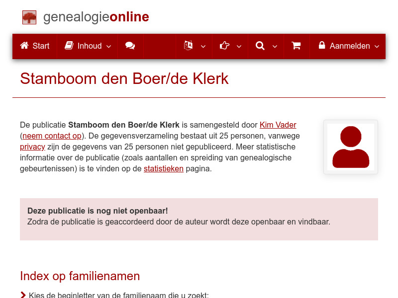 Screenshot van website