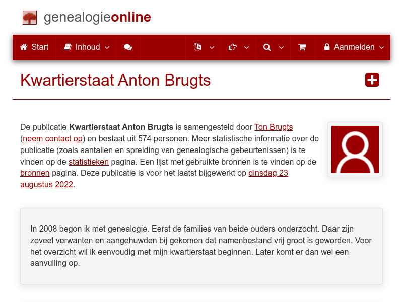 Screenshot van website