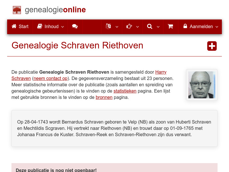 Screenshot van website