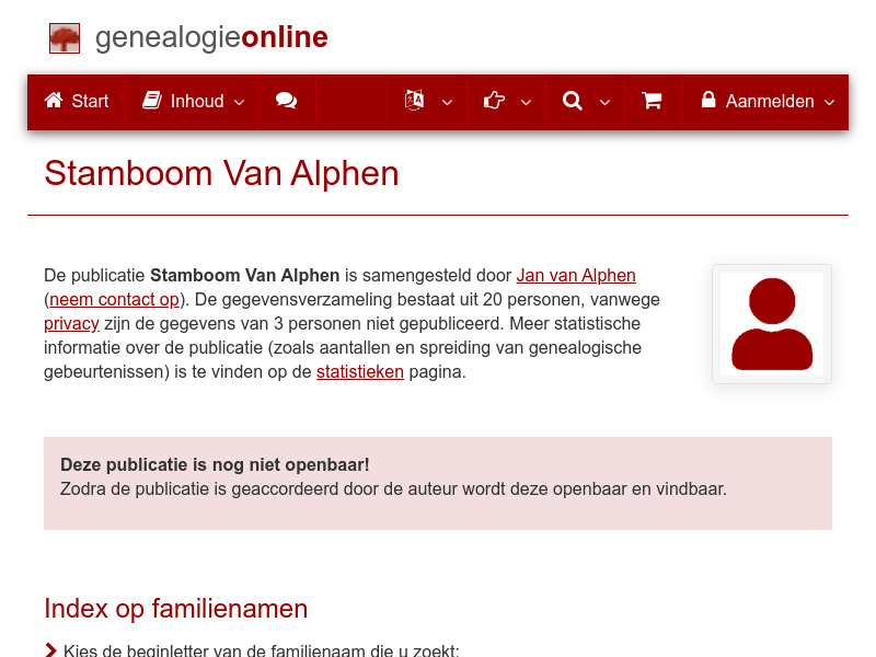 Screenshot van website