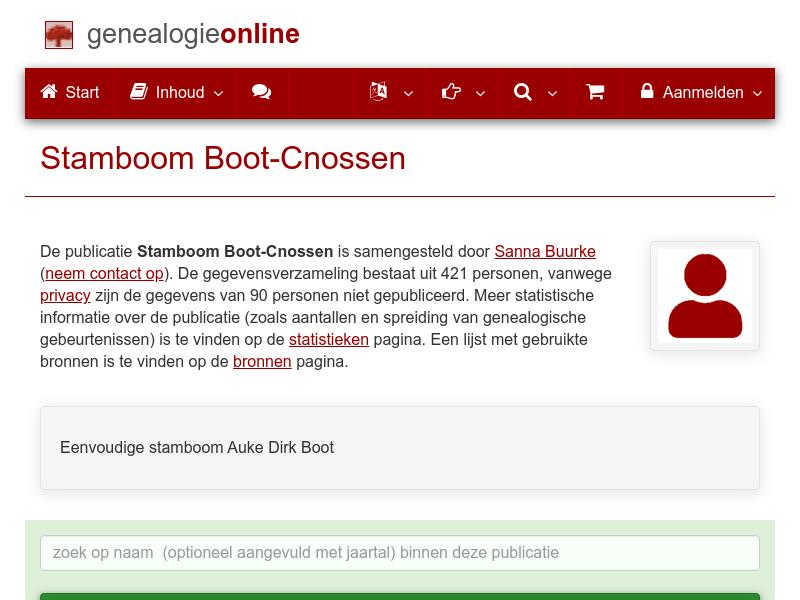 Screenshot van website
