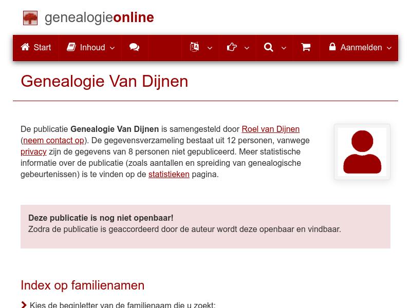 Screenshot van website