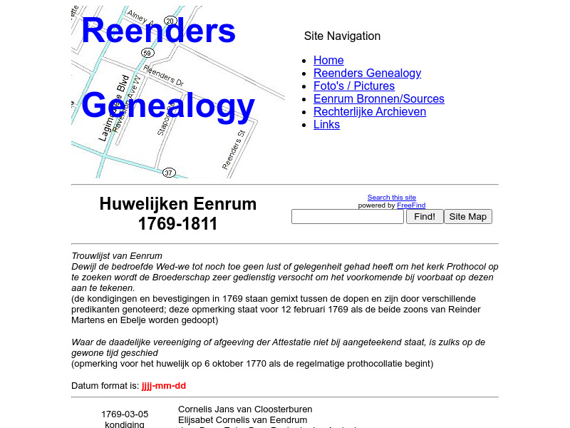 Screenshot van website