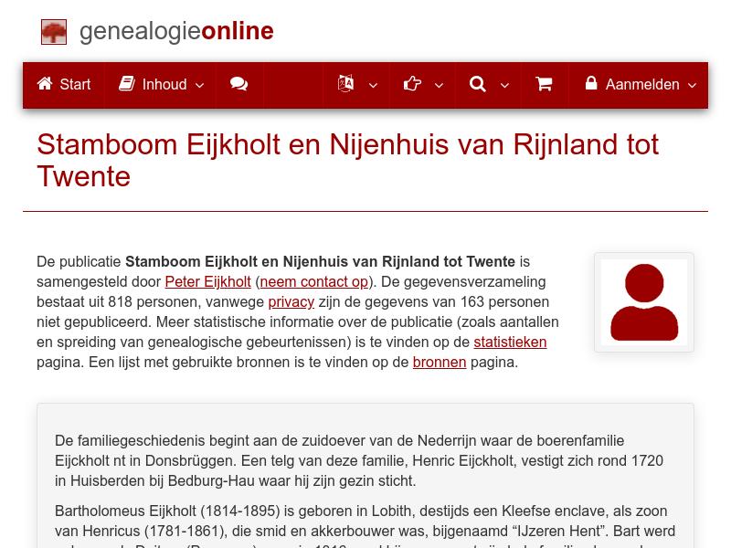 Screenshot van website