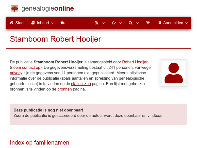 Screenshot van website