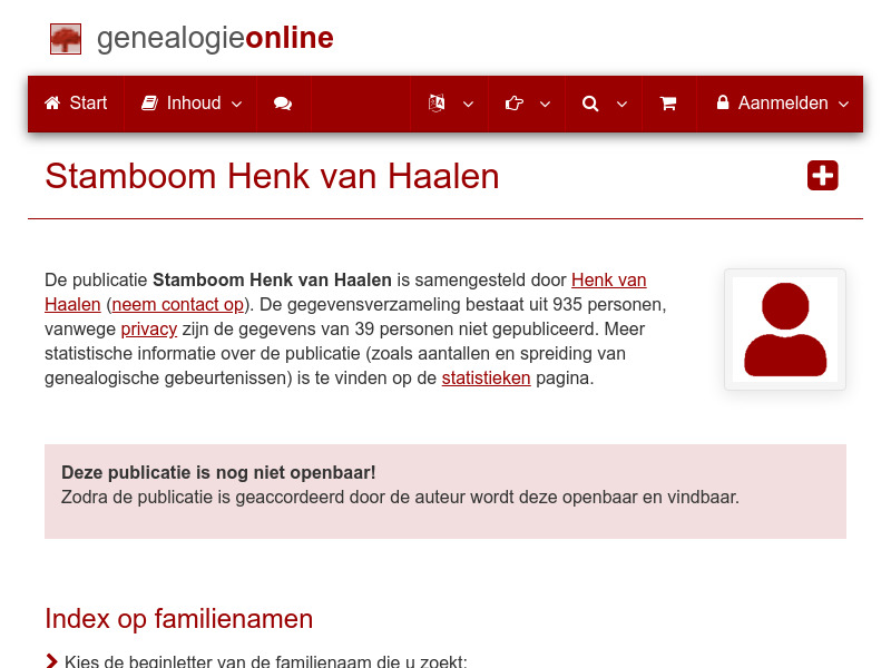 Screenshot van website
