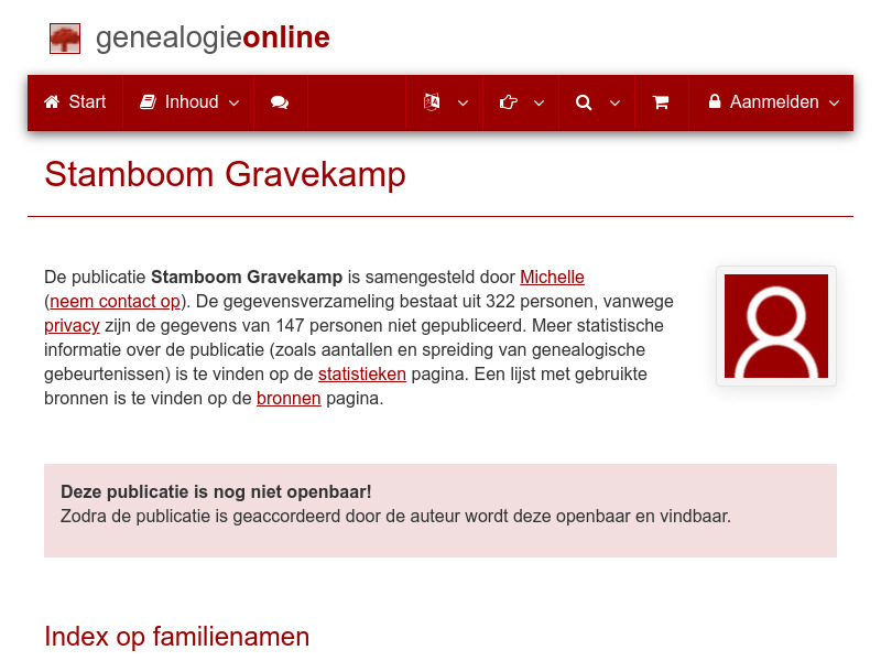 Screenshot van website