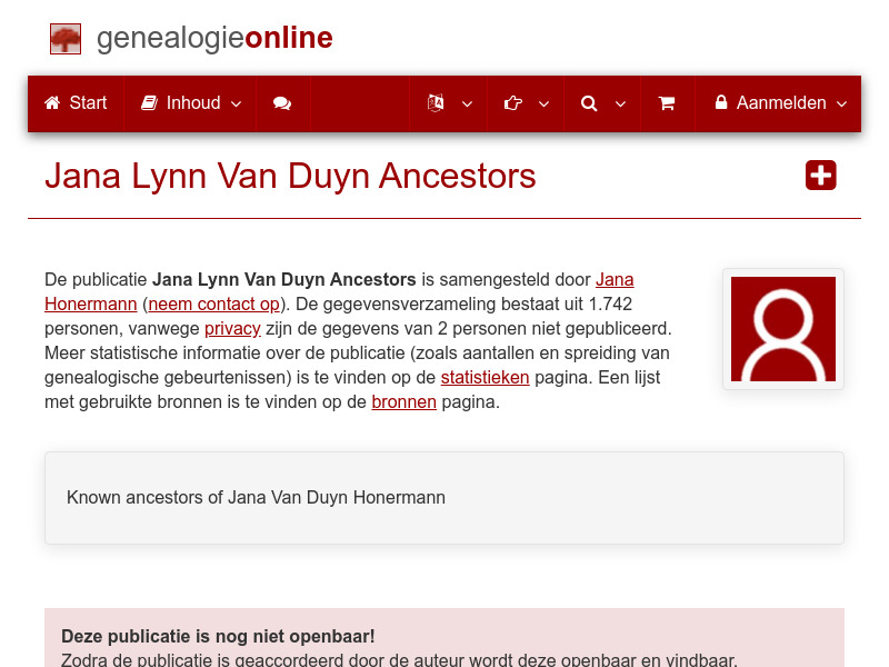 Screenshot van website
