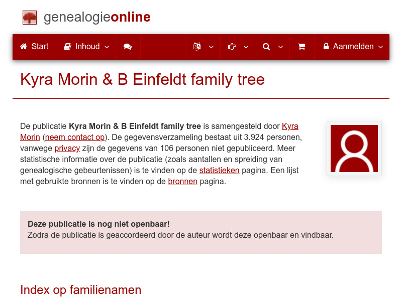 Screenshot van website