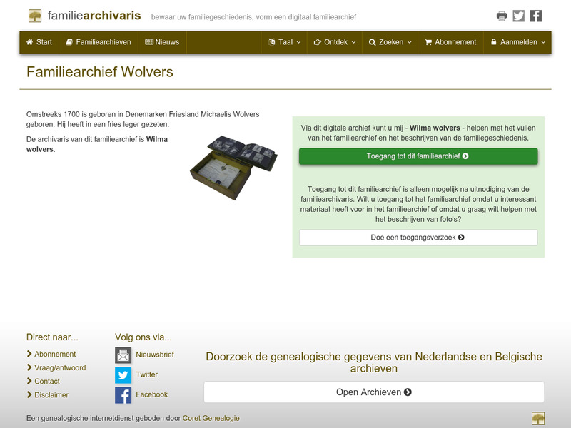 Screenshot van website