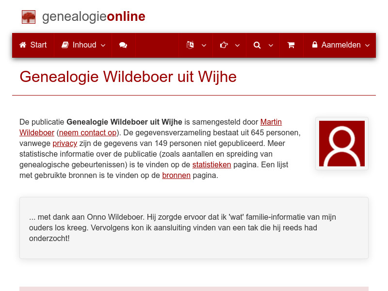 Screenshot van website
