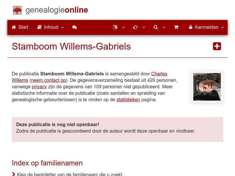 Screenshot van website