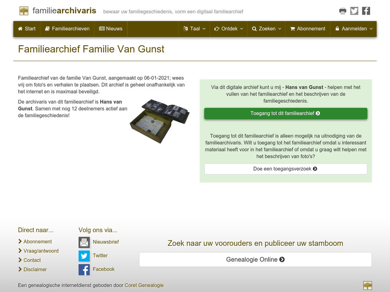 Screenshot van website