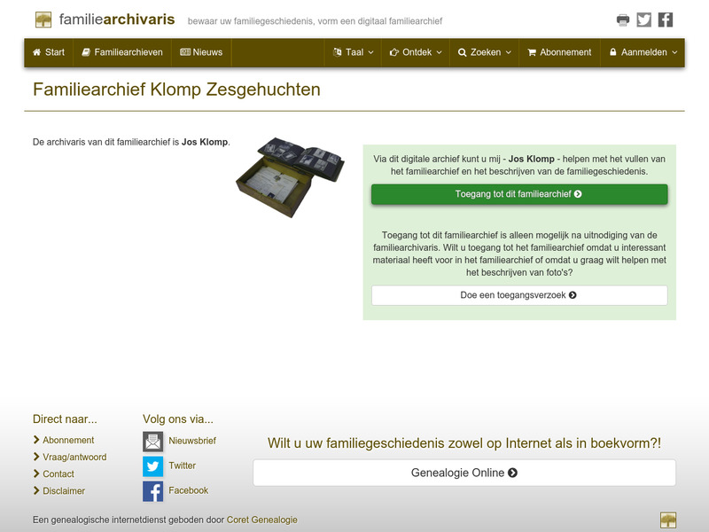 Screenshot van website