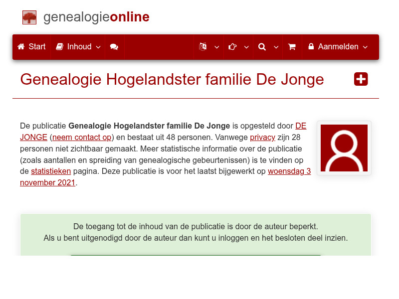 Screenshot van website