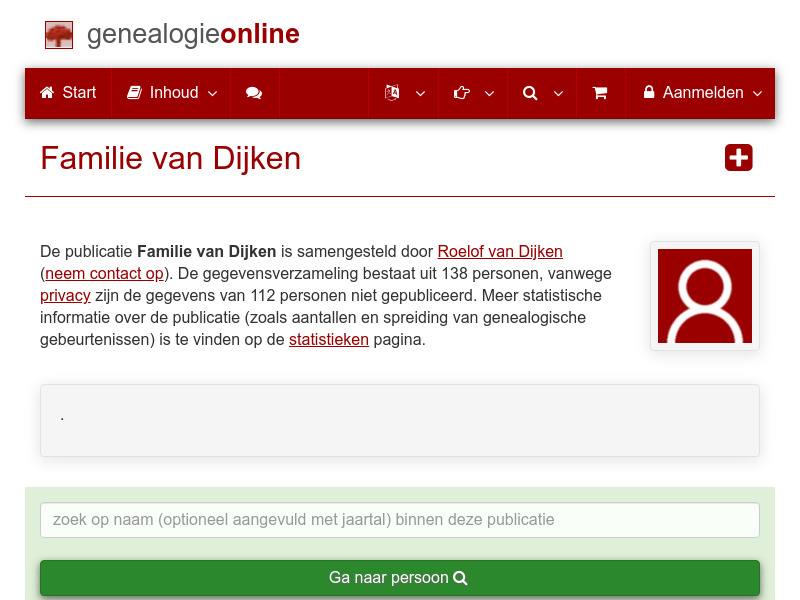 Screenshot van website