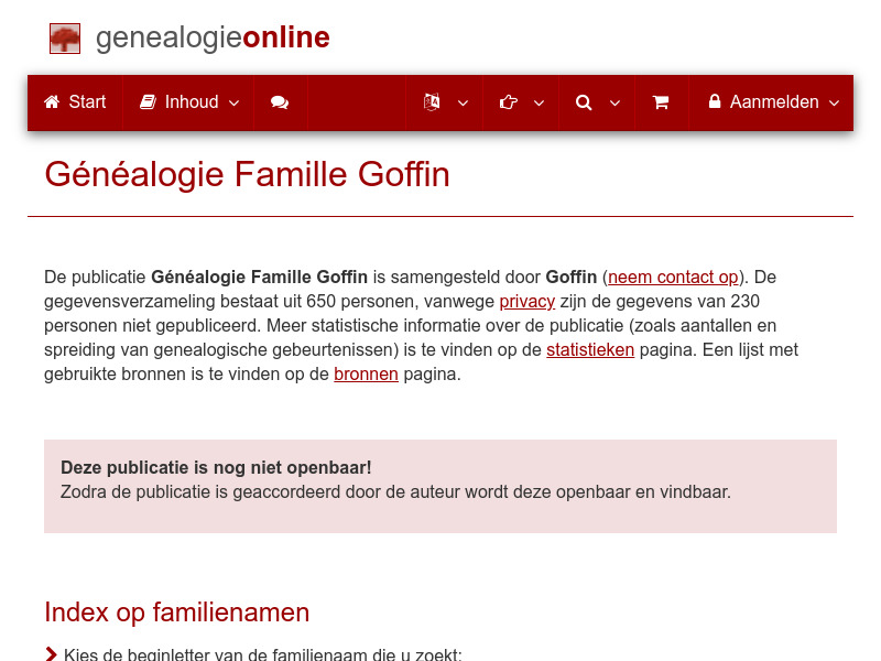 Screenshot van website