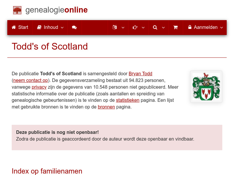 Screenshot van website