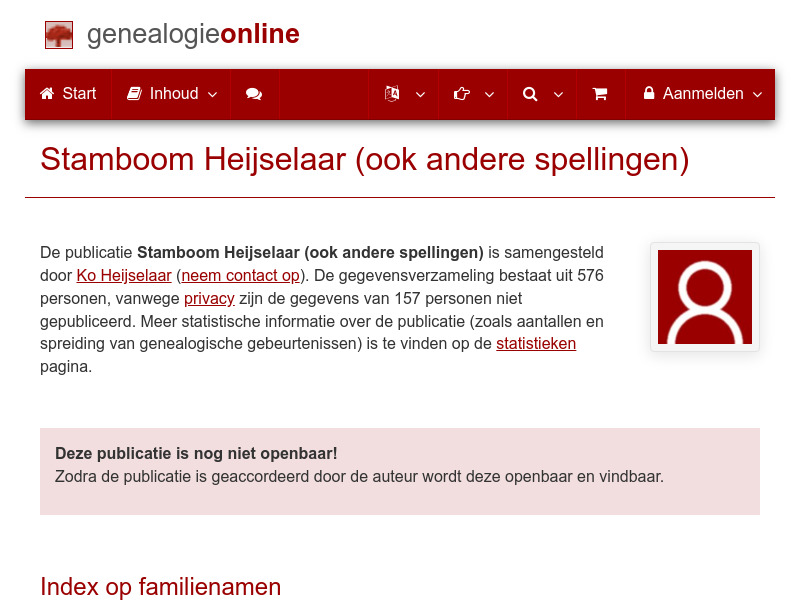 Screenshot van website