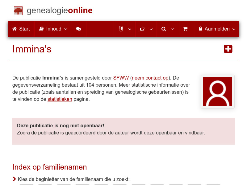 Screenshot van website