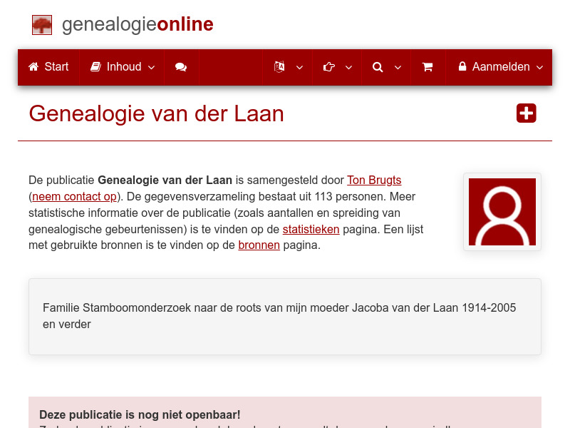 Screenshot van website