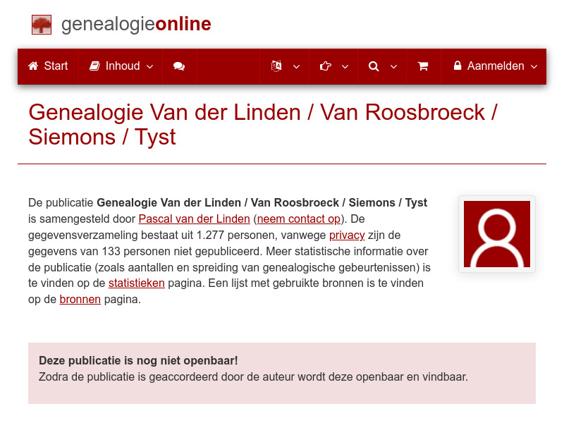 Screenshot van website