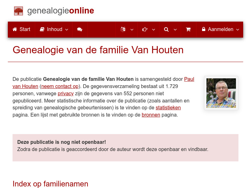 Screenshot van website