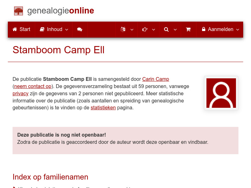 Screenshot van website