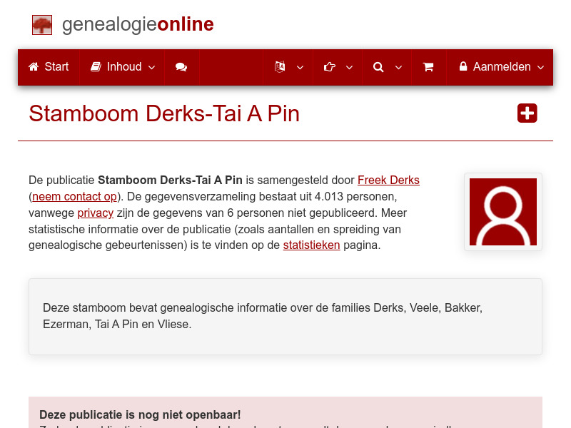 Screenshot van website