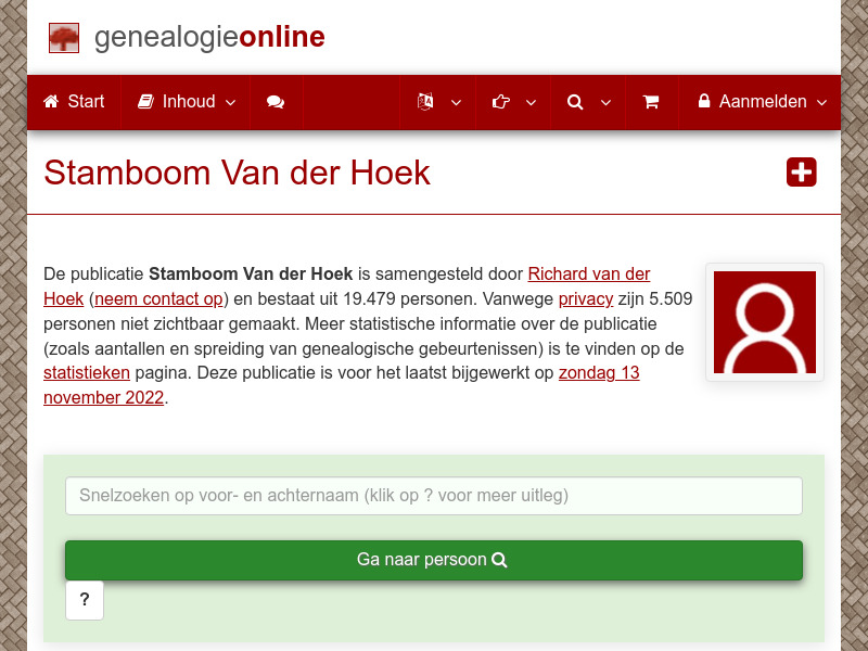 Screenshot van website