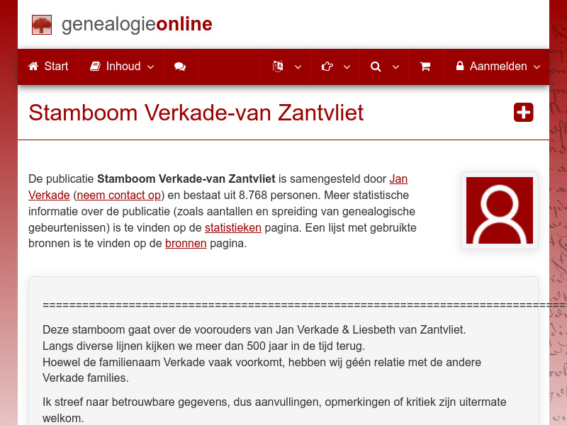 Screenshot van website
