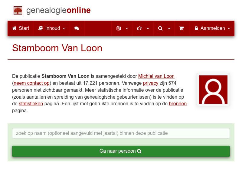 Screenshot van website