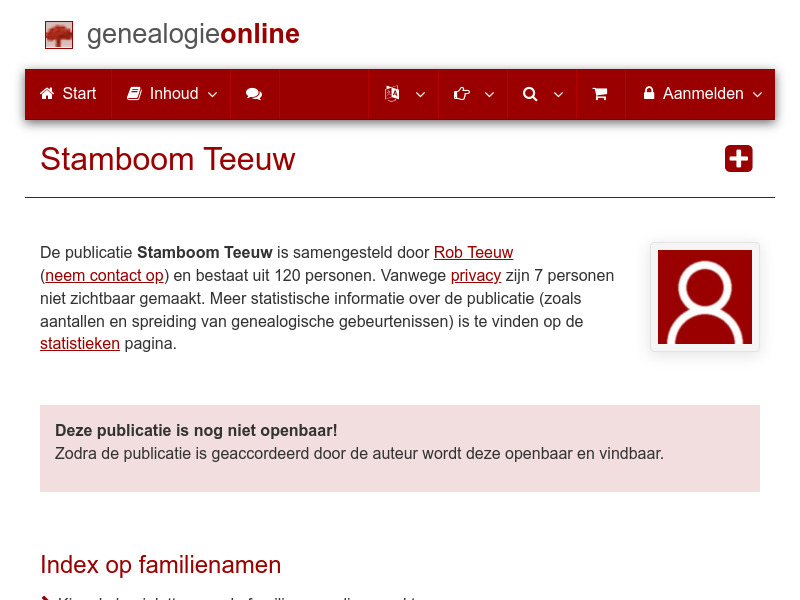 Screenshot van website