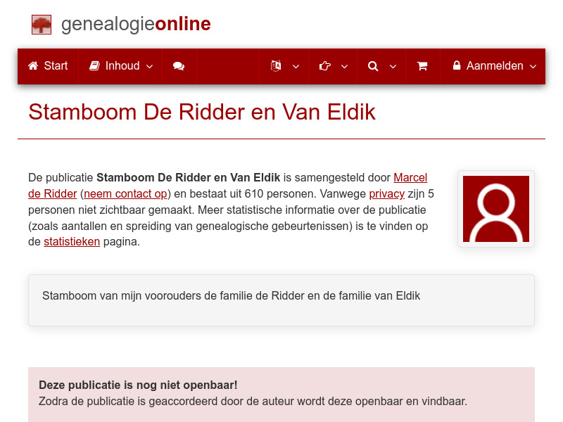 Screenshot van website