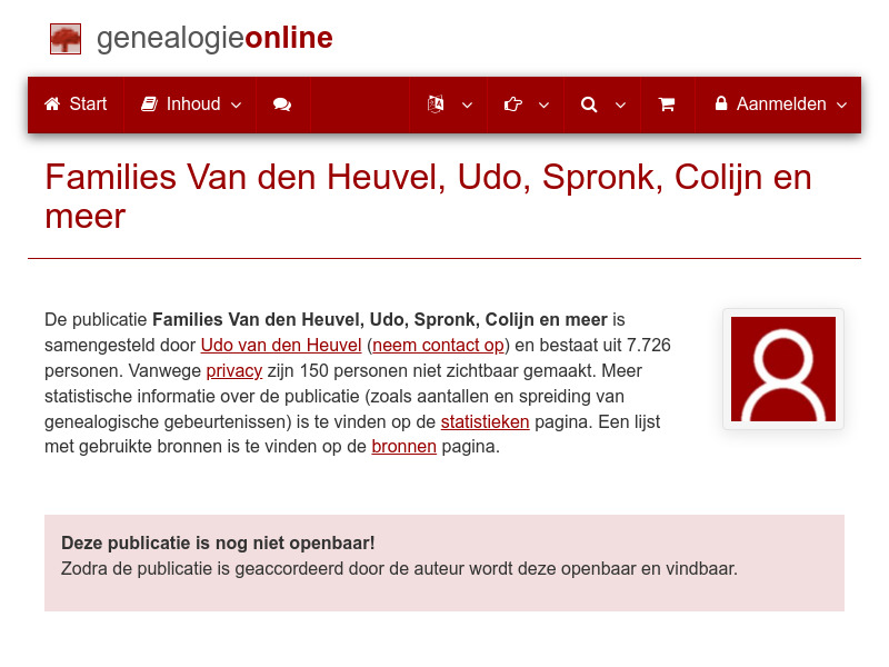 Screenshot van website