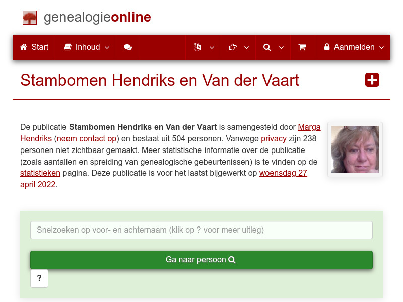 Screenshot van website