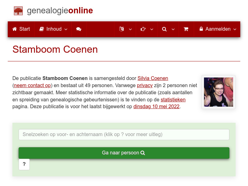 Screenshot van website