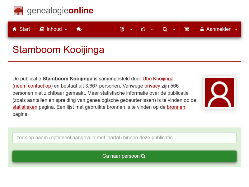 Screenshot van website