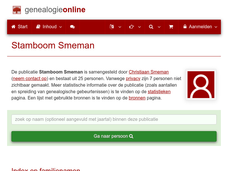 Screenshot van website