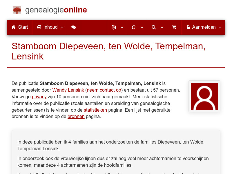 Screenshot van website
