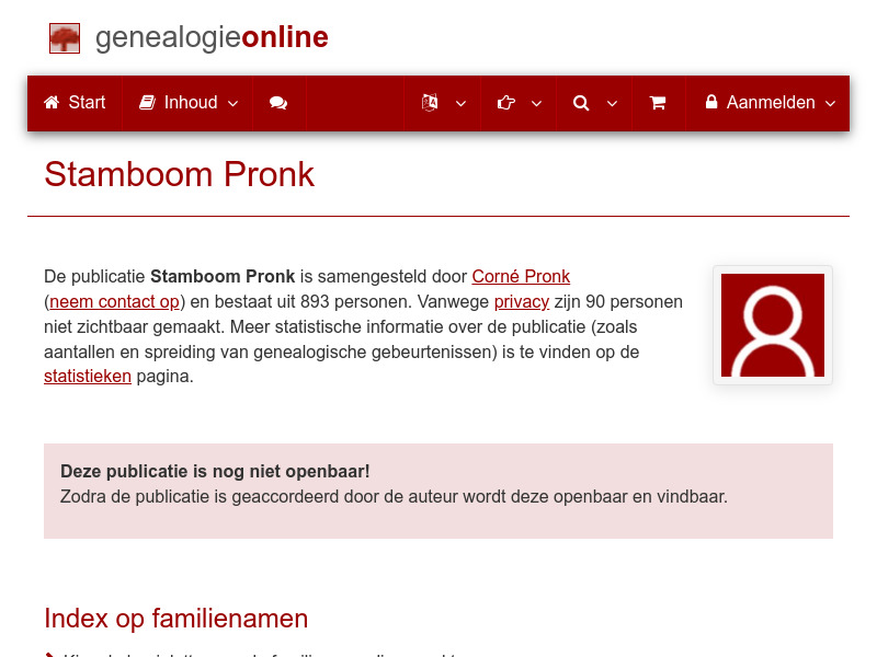 Screenshot van website