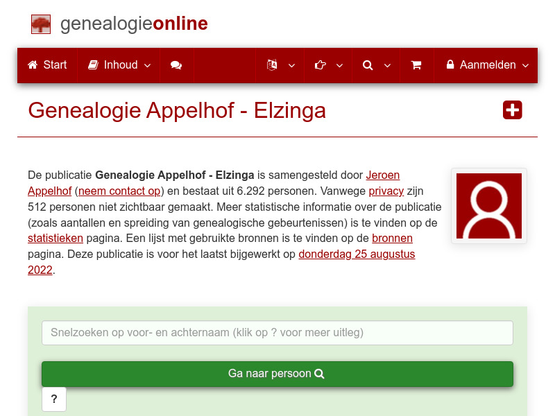 Screenshot van website