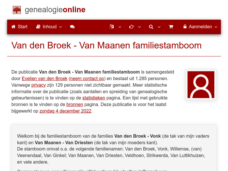 Screenshot van website