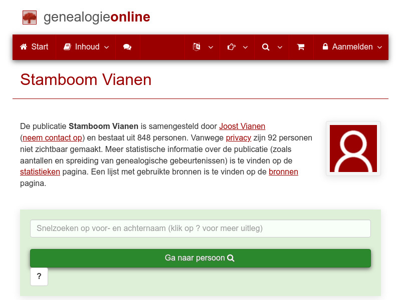 Screenshot van website