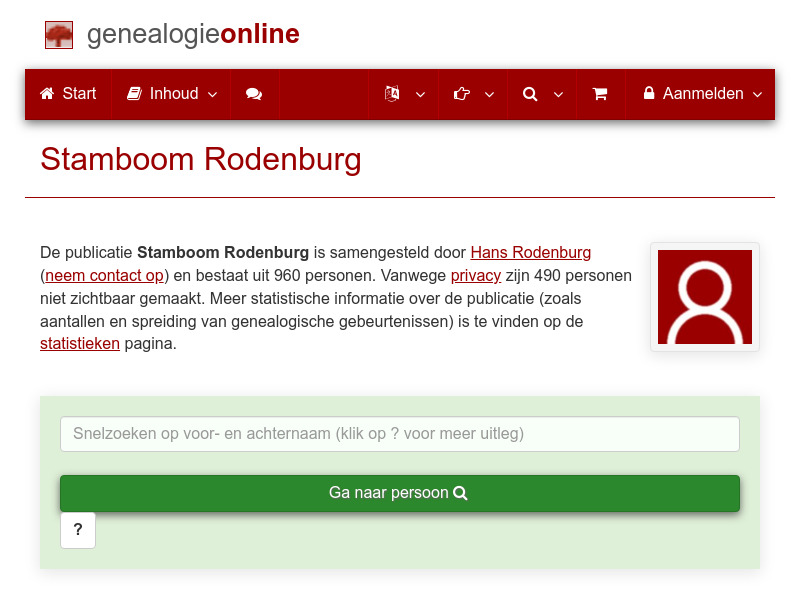 Screenshot van website