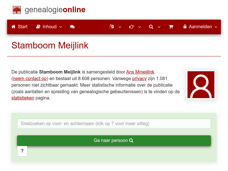 Screenshot van website