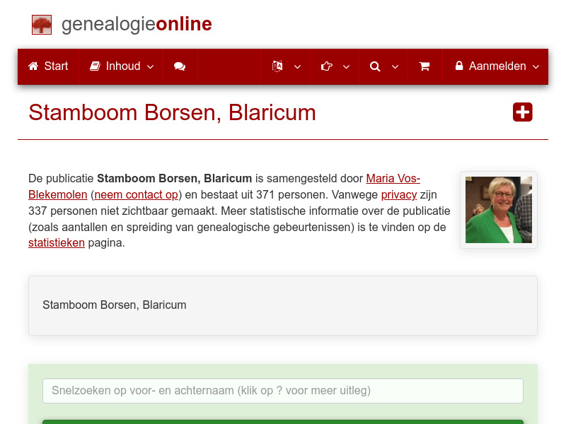 Screenshot van website