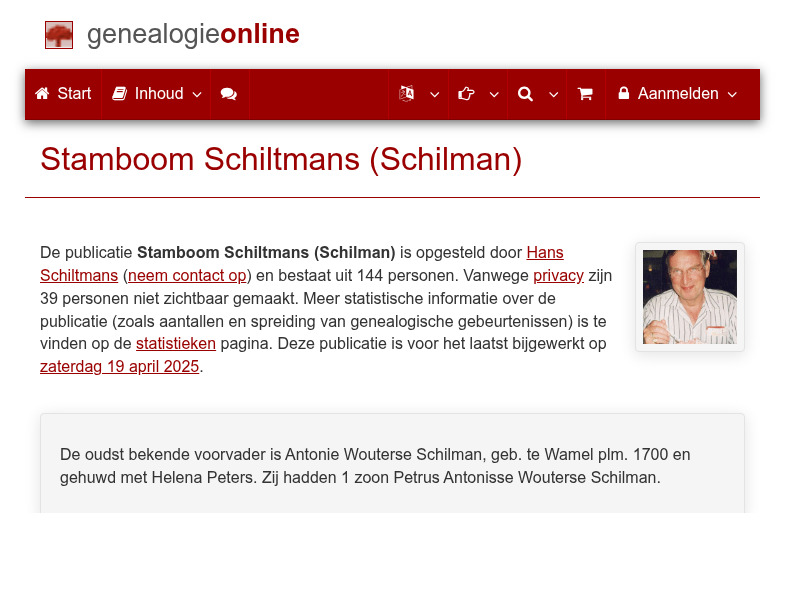 Screenshot van website