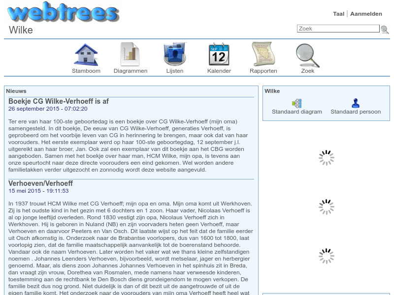 Screenshot van website