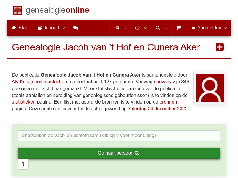 Screenshot van website
